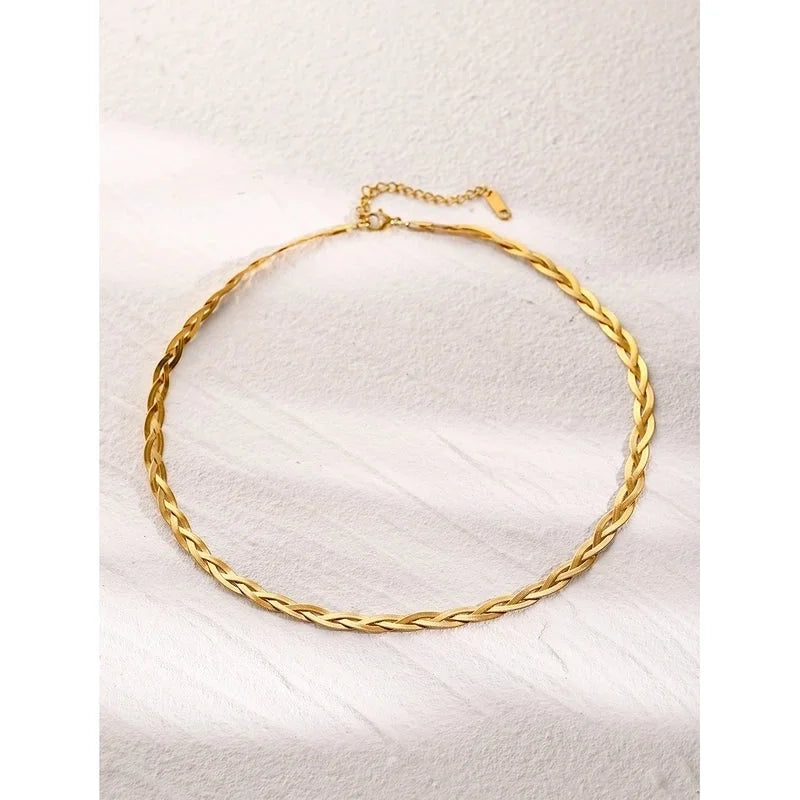 304 Stainless Steel 18K Gold Plated Basic Minimalist Classic Style Plating Solid Color Necklace