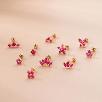 1 Piece Ear Cartilage Rings & Studs Fashion Flower 316L Stainless Steel Copper Plating Inlay Zircon