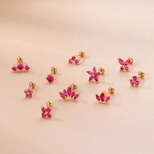 1 Piece Ear Cartilage Rings & Studs Fashion Flower 316L Stainless Steel Copper Plating Inlay Zircon