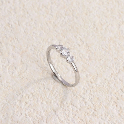 Retro Water Droplets Titanium Steel Inlay Artificial Diamond Rings