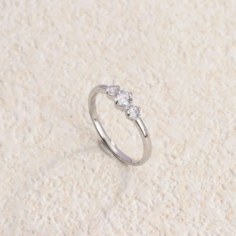 Retro Water Droplets Titanium Steel Inlay Artificial Diamond Rings