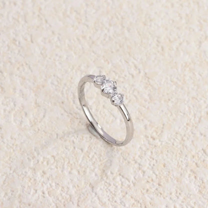 Retro Water Droplets Titanium Steel Inlay Artificial Diamond Rings