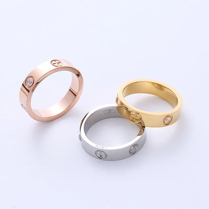 Exotic Women Metal Diamond Fruit Titanium Steel Gold Plating Rings