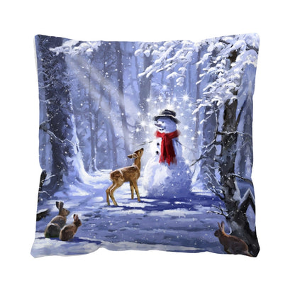 Christmas Glam Santa Claus Snowman Short Plush Pillow Cases Couch & Sofa Decor