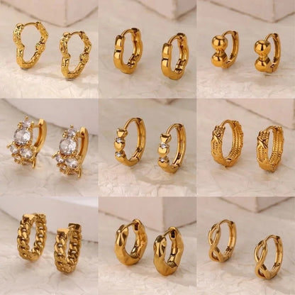 1 Pair Minimalist Geometric Heart Shape 304 Stainless Steel Earrings