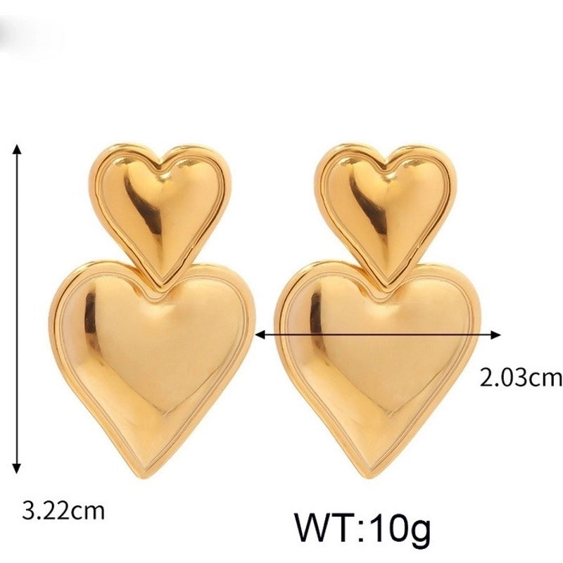 1 Pair Minimalist Classic Style Solid Color Stainless Steel 18K Gold Plated Drop Earrings