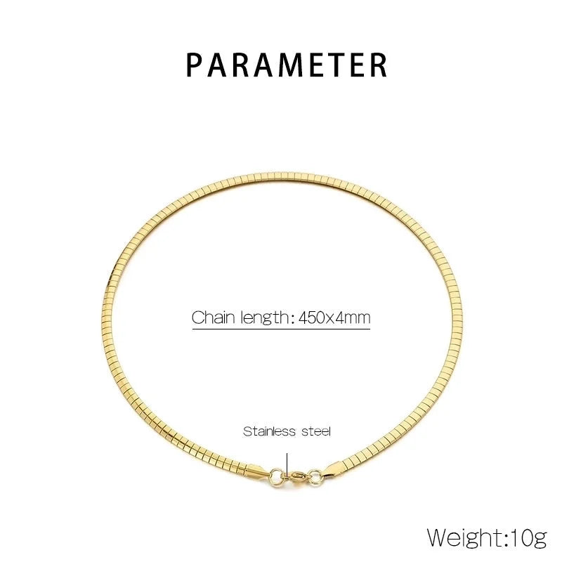 Elegant Minimalist Streetwear Solid Color 304 Stainless Steel 18K Gold Plated Choker