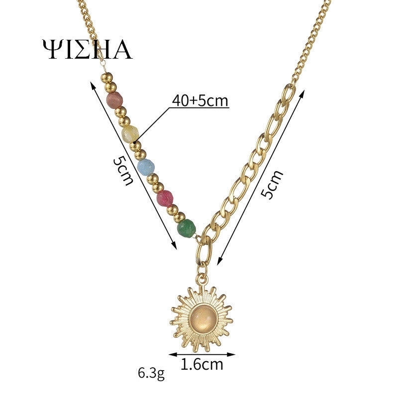 304 Stainless Steel 18K Gold Plated Casual Minimalist Cross Star Zircon Pendant Necklace