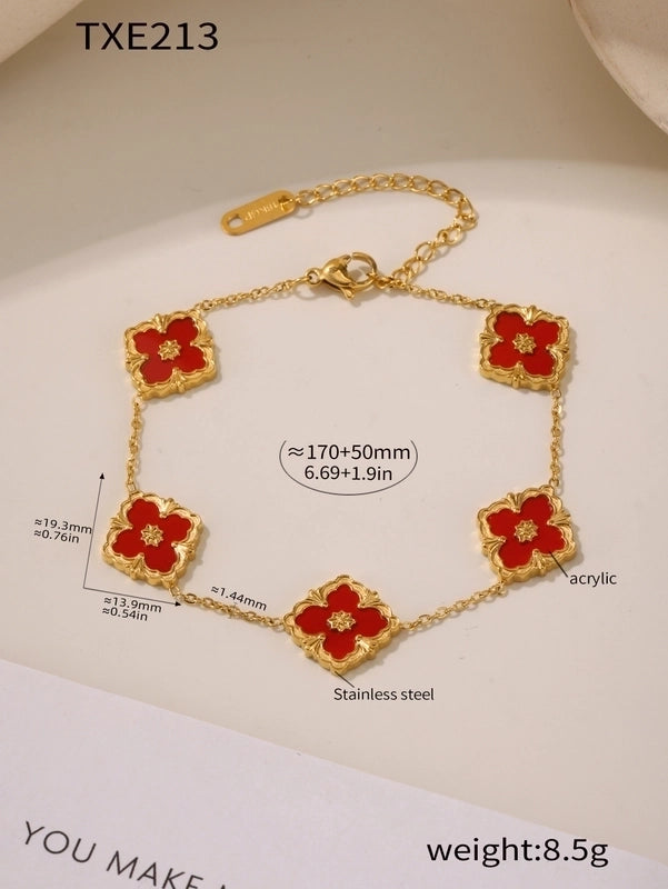 Elegant Square 304 Stainless Steel Shell 18K Gold Plated Plating Jewelry Set