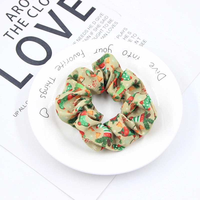 Christmas Cute Women's Color Block Rib-Knit Hair Tie