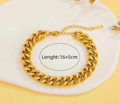 5 Pieces Streetwear Solid Color Titanium Steel 18K Gold Plated Bracelets In Bulk
