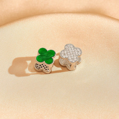 2 Pieces Moderate Luxury Flower Copper Diamond Inlay Stud Earrings