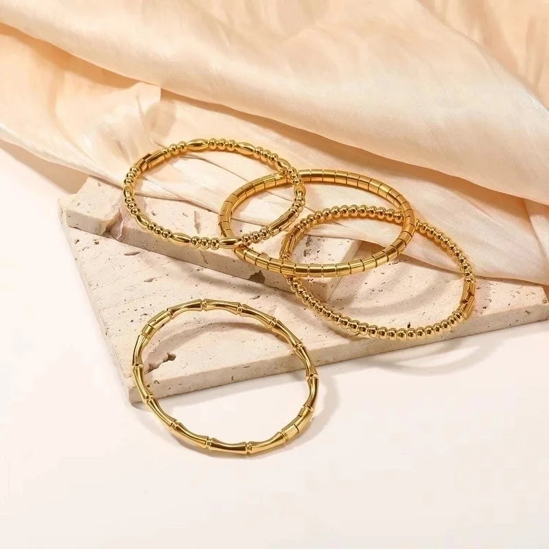 Minimalist Classic Style Geometric 304 Stainless Steel Silver Plated Bangle In Bulk