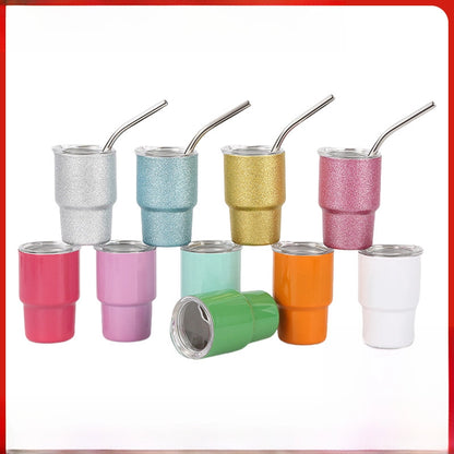 3oz Mini 304 Cold Change Small Wine Glass Single Double-layer Suction Tube Cup Sublimation Stainless Steel Cup A Generation Of Hair