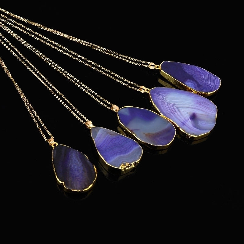 Minimalist Water Droplets Alloy Natural Stone Chain Necklace