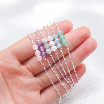 Minimalist Classic Style Geometric Stainless Steel Natural Stone Bracelets