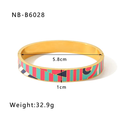 304 Stainless Steel 18K Gold Plated Basic Minimalist Plating Geometric Bangle