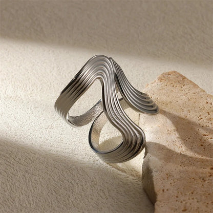 Exaggerated Beach Minimalist Geometric Starfish Shell 304 Stainless Steel Wide Band Rings Open Rings Rings