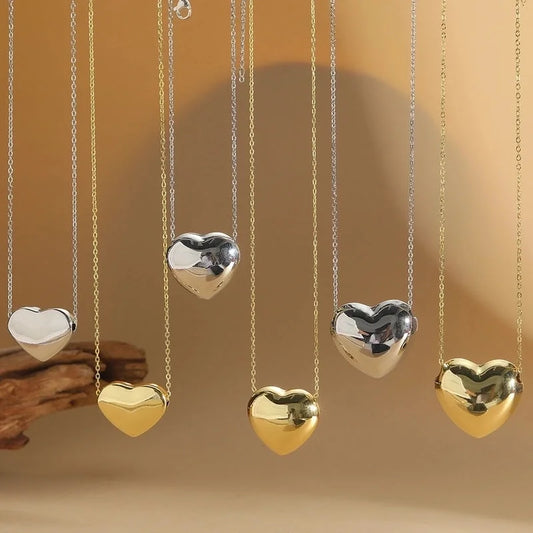 Copper 14K Gold Plated Heart Shape Pendant Necklace