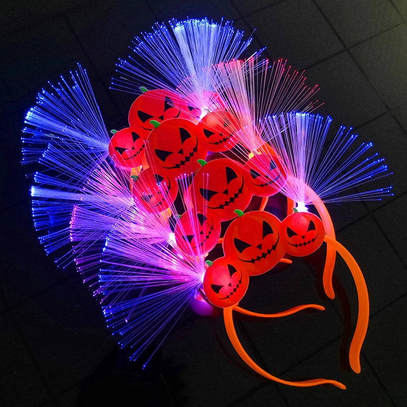 Halloween Dress Up Flashing Pumpkin Ghost Hair Hoop Ghost Festival Party Headdress