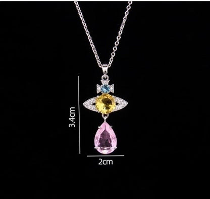 Sweet Planet Flower Bow Knot Copper Zircon Pendant Necklace In Bulk