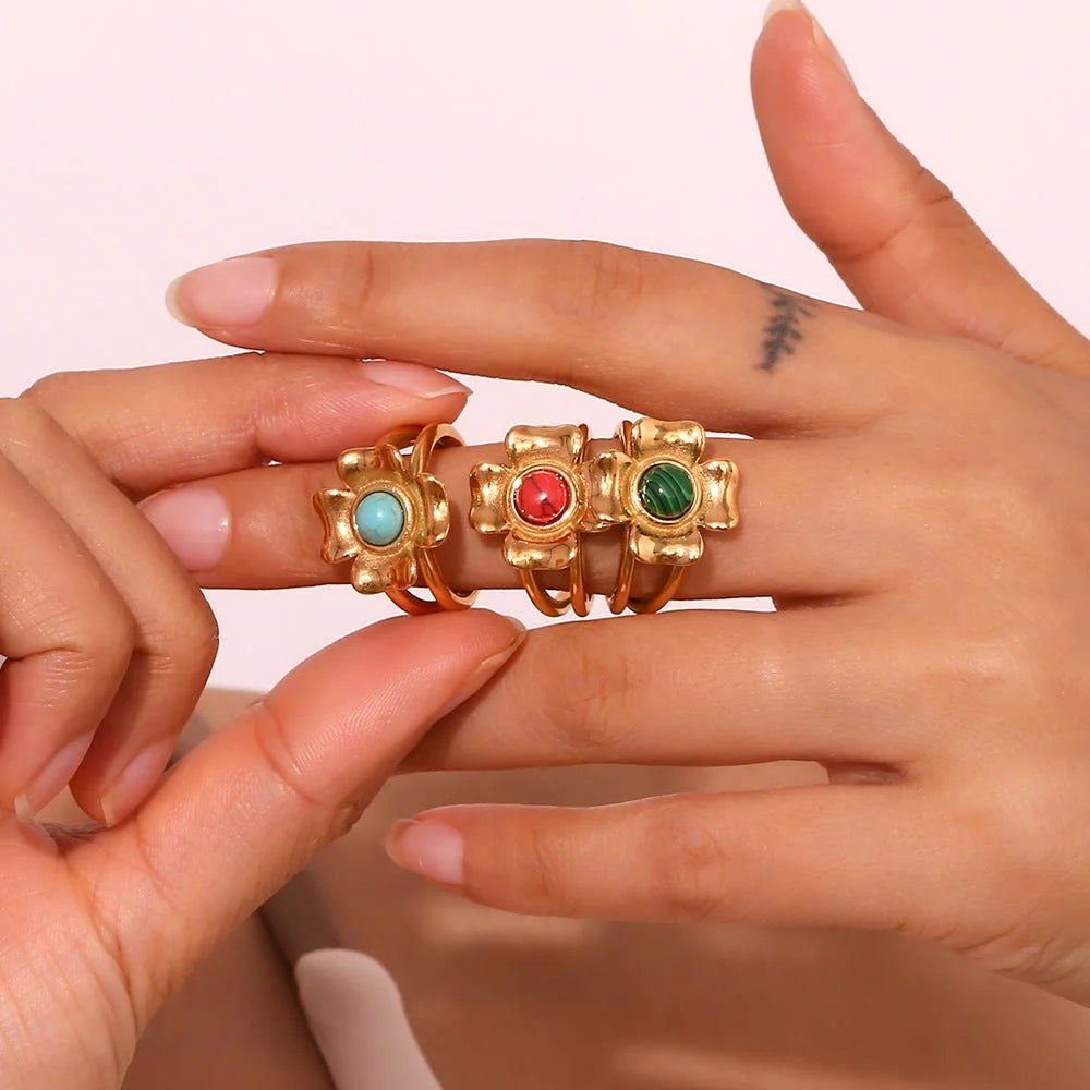 Expressive Fashion Circle Geometric Stainless Steel 18K Gold Plated Rings