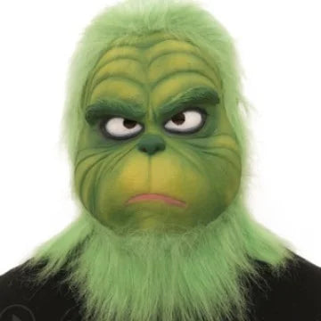 Mask 2023 Christmas Green Furry Monster Gloves Cosplay Santa Hat The Grinch