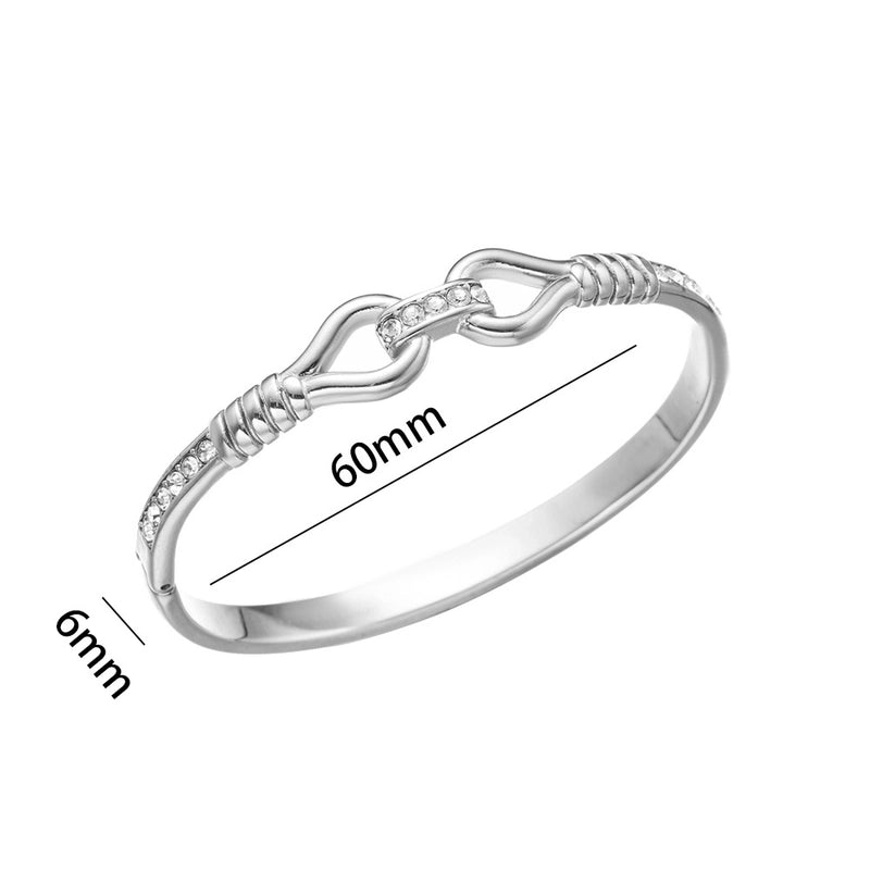 Elegant Letter Heart Shape Flower Titanium Steel Bangle