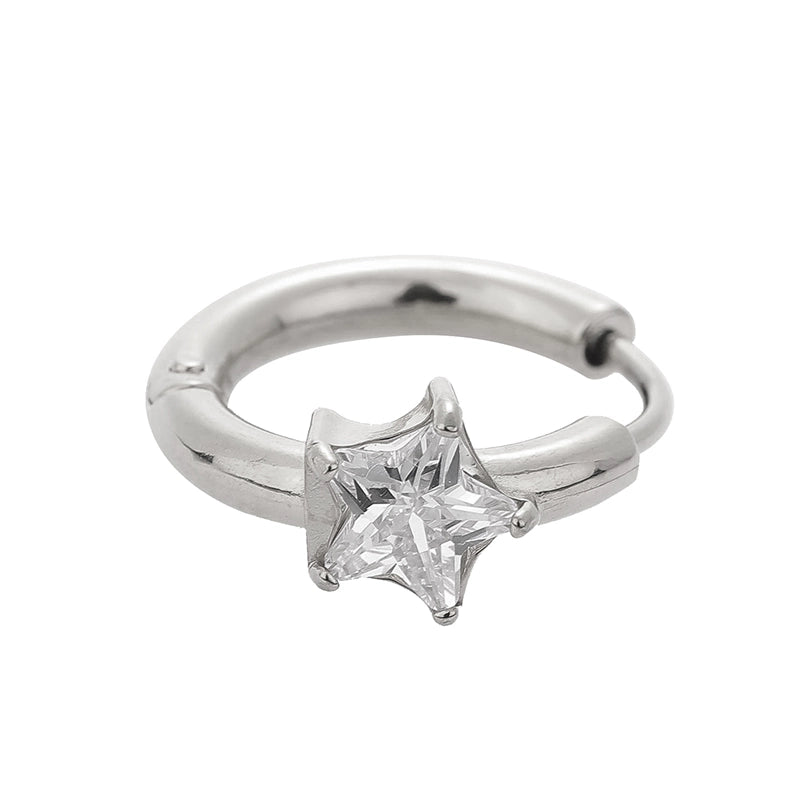 1 Piece Modern Style Minimalist Classic Style Solid Color Inlay 316L Stainless Steel Zircon 14K Gold Plated Hoop Earrings