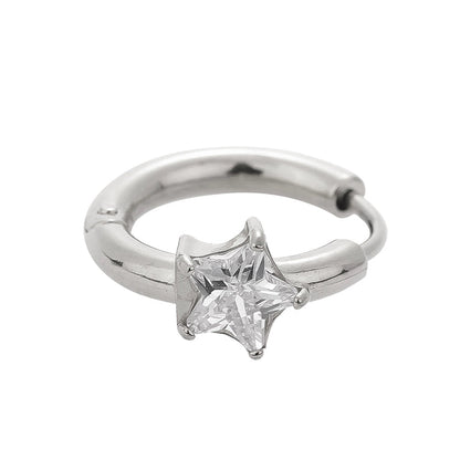 1 Piece Modern Style Minimalist Classic Style Solid Color Inlay 316L Stainless Steel Zircon 14K Gold Plated Hoop Earrings