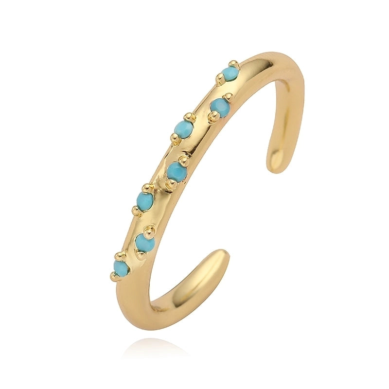 Copper 18K Gold Plated Inlay Geometric Zircon Open Rings