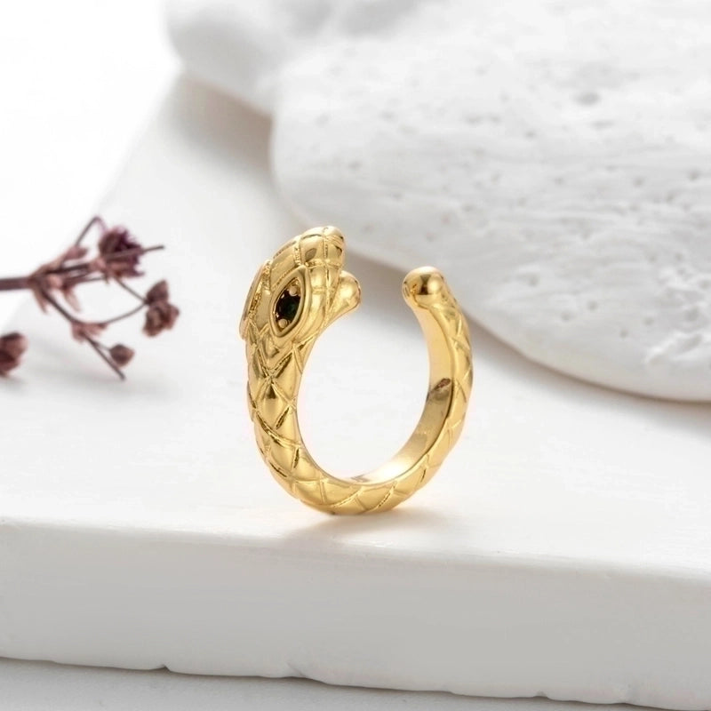 1 Piece Elegant Shiny Geometric Eye Snake Plating Inlay Copper Zircon Ear Cuffs