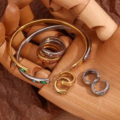 Fashion Circle Cloud Star Stainless Steel 18K Gold Plated Jewelry Sets