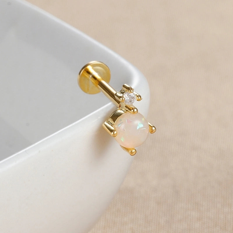 1 Piece Ear Cartilage Rings & Studs IG Style Minimalist Geometric Copper Inlay Gem Zircon Ear Cartilage Rings & Studs