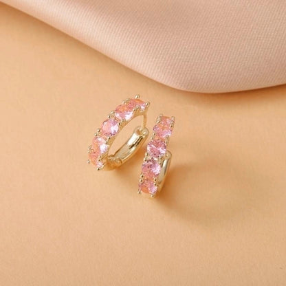 Minimalist C Shape Plating Inlay Copper Zircon 14K Gold Plated Earrings