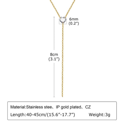 Minimalist Classic Style Solid Color 201 Stainless Steel Artificial Pearls Zircon 18K Gold Plated Layered Long Necklace
