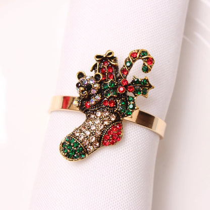 Cute Christmas Tree Santa Claus Alloy Napkin Rings 1 Set Of 6