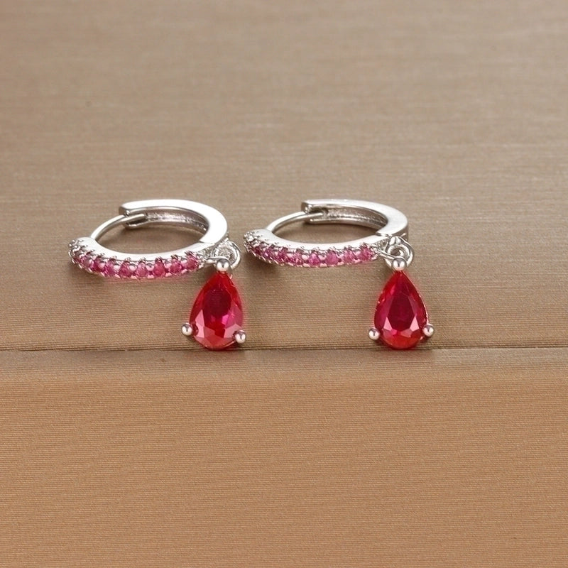 1 Pair IG Style Shiny Water Droplets Plating Inlay Copper Zircon Drop Earrings