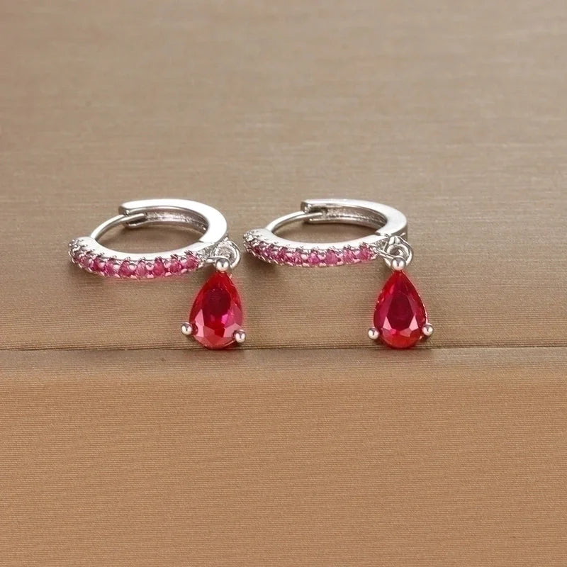 1 Pair IG Style Shiny Water Droplets Plating Inlay Copper Zircon Drop Earrings