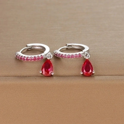 1 Pair IG Style Shiny Water Droplets Plating Inlay Copper Zircon Drop Earrings