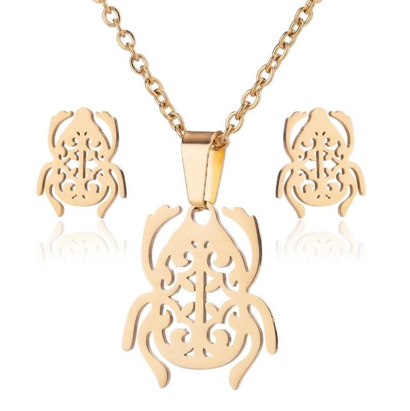 Minimalist Ball 201 Stainless Steel 18K Gold Plated Plating Earrings Necklace