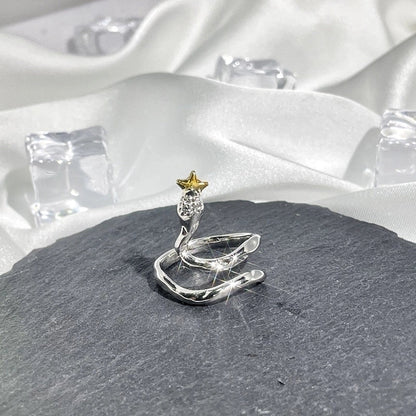 Hip-Hop Cool Style Snake Copper Plating Inlay Rhinestones Open Rings