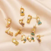 1 Pair Minimalist Cartoon Character Plating Copper 18K Gold Plated Drop Earrings