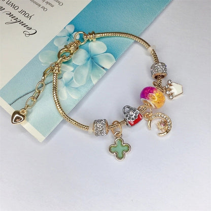 Cute Minimalist Dolphin Heart Shape Flower Stainless Steel Alloy Resin Rhinestones Bangle In Bulk