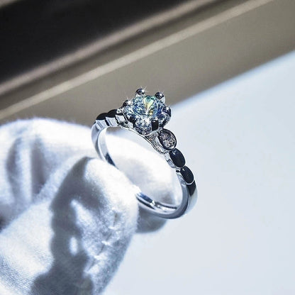 Fashion Round Copper Inlay Artificial Diamond Rings 1 Piece