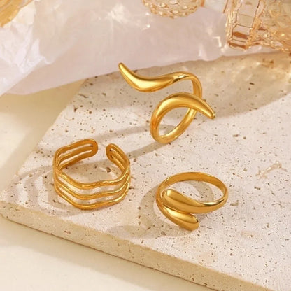 Minimalist Geometric 304 Stainless Steel Irregular Plating Open Rings