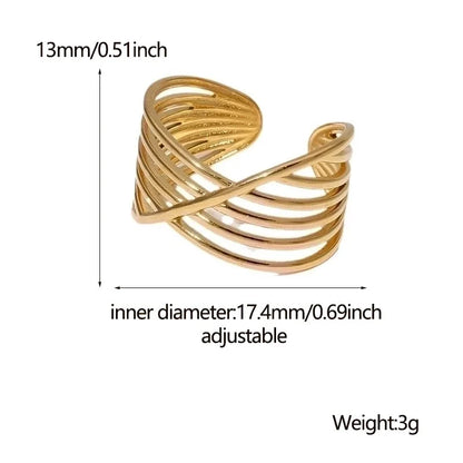 304 Stainless Steel 18K Gold Plated Basic Plating Geometric Open Rings