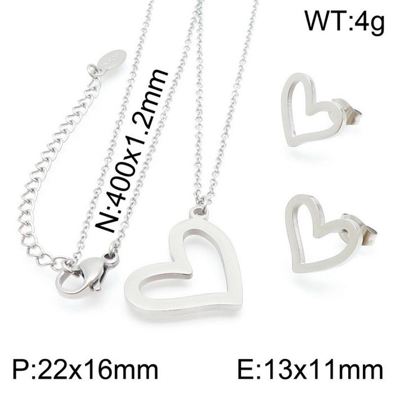 Minimalist Classic Style Heart Shape Stainless Steel Titanium Steel 18K Gold Plated Plating Bracelets Earrings Necklace