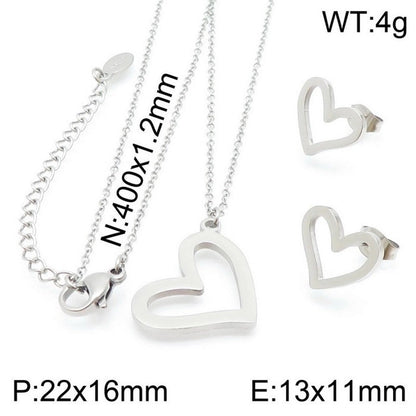 Minimalist Classic Style Heart Shape Stainless Steel Titanium Steel 18K Gold Plated Plating Bracelets Earrings Necklace