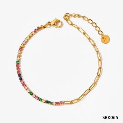 Minimalist Rhombus 304 Stainless Steel Plating Inlay Zircon Women's Bracelets